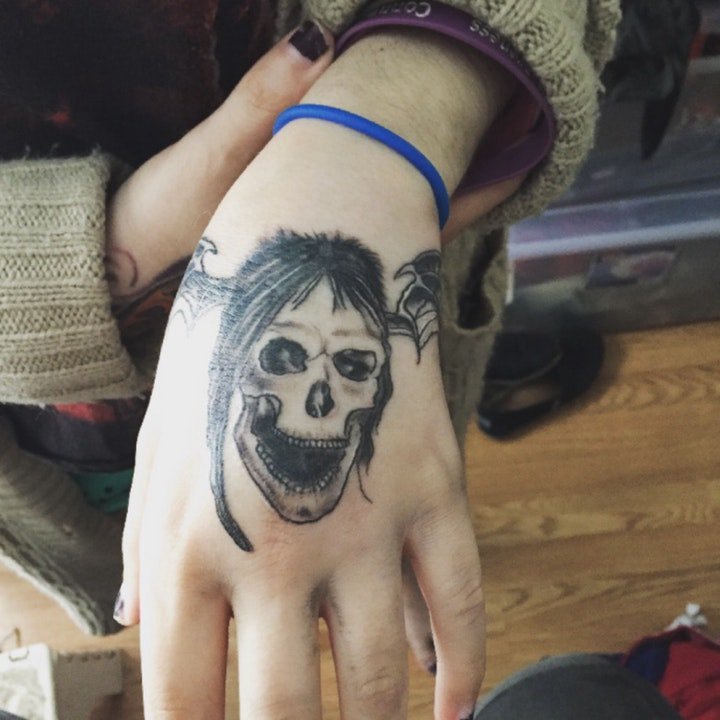 点击大图看下一张：死神纹身图案 10款黑暗系纹身骷髅头死神纹身图案