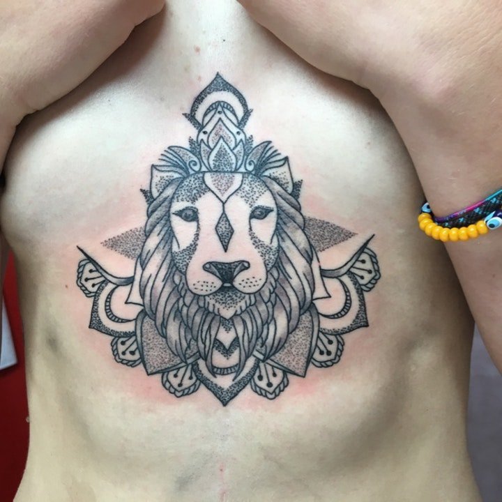 点击大图看下一张：狮子 纹身图案   多款霸气侧漏的狮子纹身图案