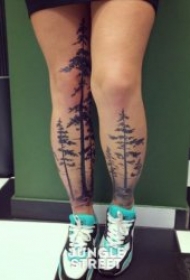 树纹身图案 身体各部位松树椰子树等树纹身图案