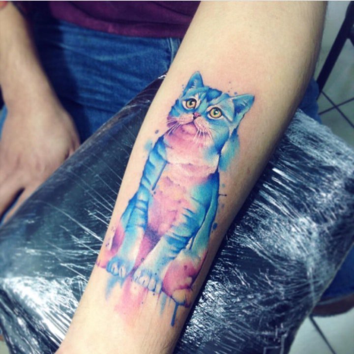 点击大图看下一张：小猫纹身图案 多款动物可爱的小猫纹身图案10组