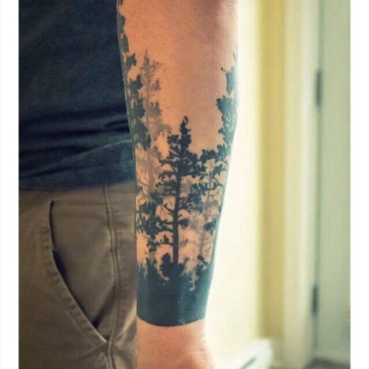 点击大图看下一张：树纹身图案 身体各部位松树椰子树等树纹身图案