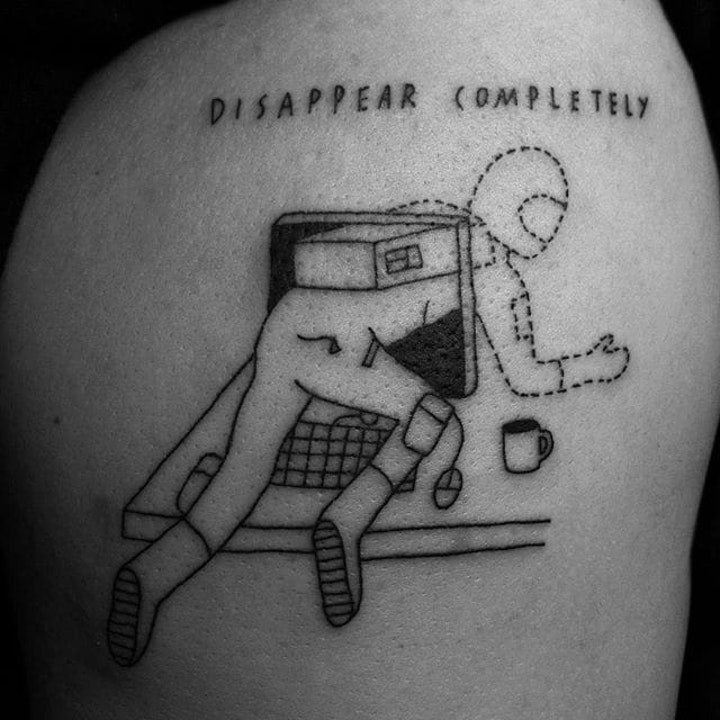 点击大图看下一张：创意纹身男  适合IT男创意而又奇特的电脑纹身图案