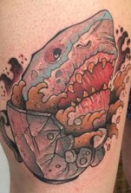 鲨鱼纹身图   9张凶猛骇人的鲨鱼主题纹身图案