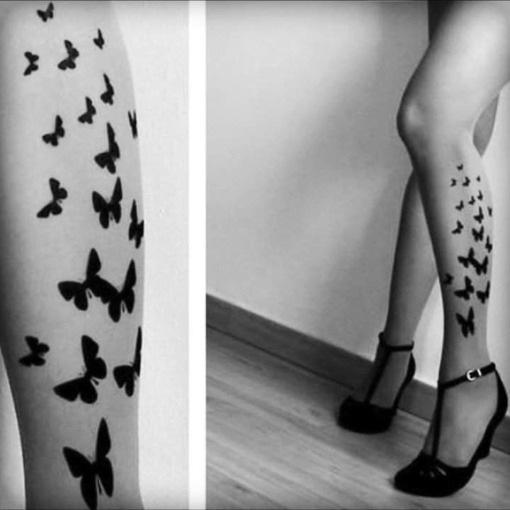 点击大图看下一张：蝴蝶纹身图片  景色里翩翩起舞的蝴蝶纹身图案