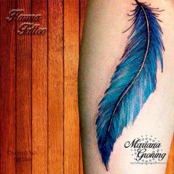 点击大图看下一张：纹身 彩色羽毛  多款轻柔而又美丽的水彩羽毛纹身图案