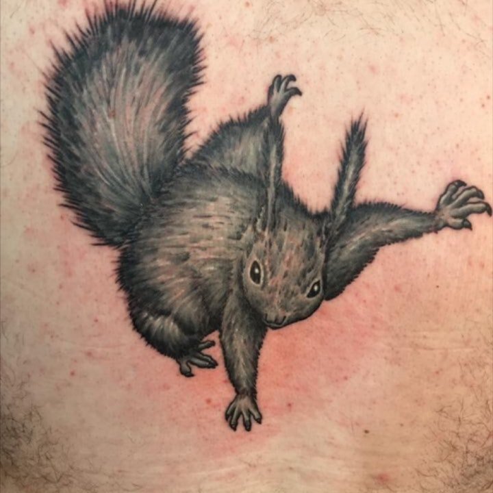 点击大图看下一张：松鼠纹身  9张技巧性十足的呆萌松鼠纹身图案