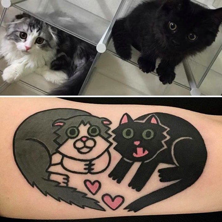 点击大图看下一张：卡通纹身图案   把宠物画成可爱的简笔画纹身图案