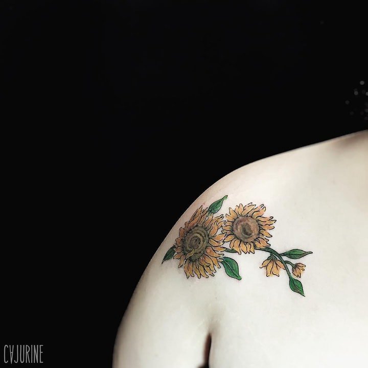 点击大图看下一张：叶子纹身图案 多款彩绘植物叶子主题的纹身图案