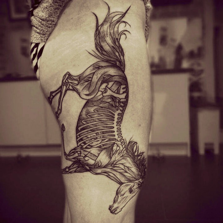 点击大图看下一张：马纹身图案 10款形态各异的彩绘纹身动物马纹身图案