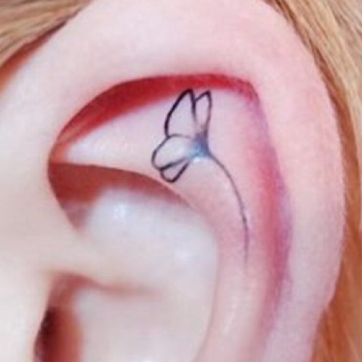 点击大图看下一张：纹身耳朵小图 技巧性十足的迷你9张耳朵纹身图案