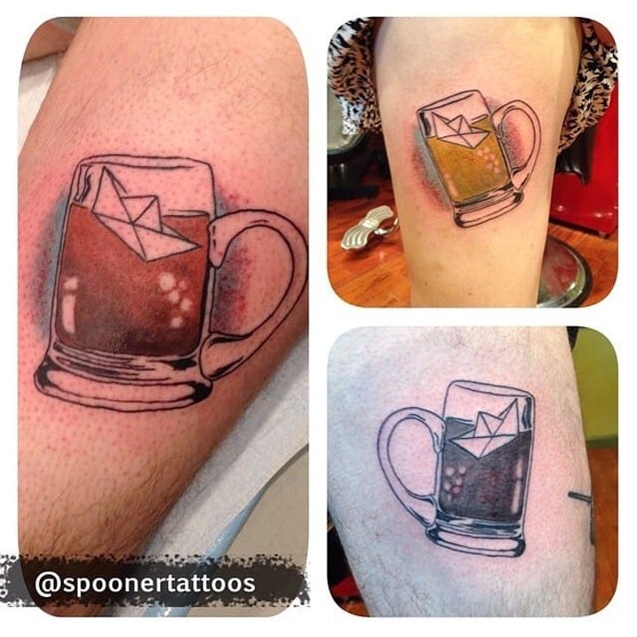 点击大图看下一张：啤酒纹身图案   9组平顺甘醇的啤酒纹身图案