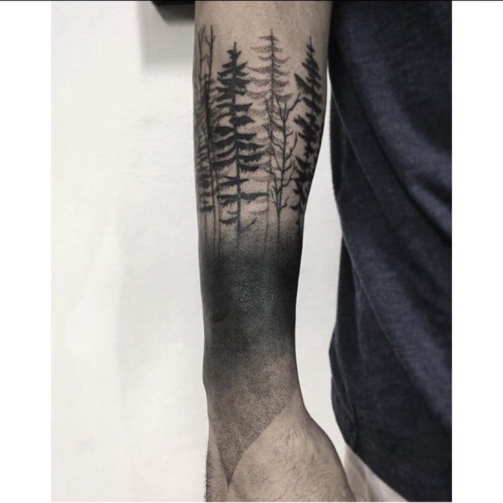 点击大图看下一张：树纹身图案 身体各部位松树椰子树等树纹身图案