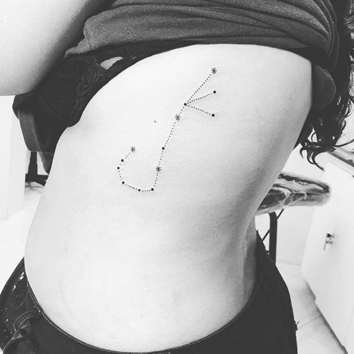 点击大图看下一张：星座简笔画纹身图案 简单精致的十二星座简笔画纹身图案