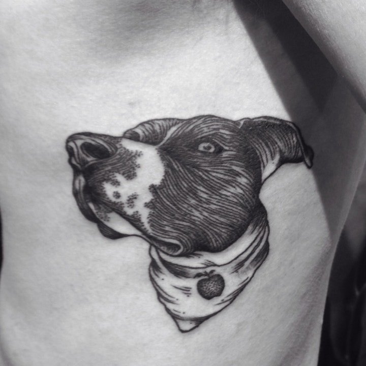 点击大图看下一张：狗纹身图案 10款动物小狗及狗头的纹身图案