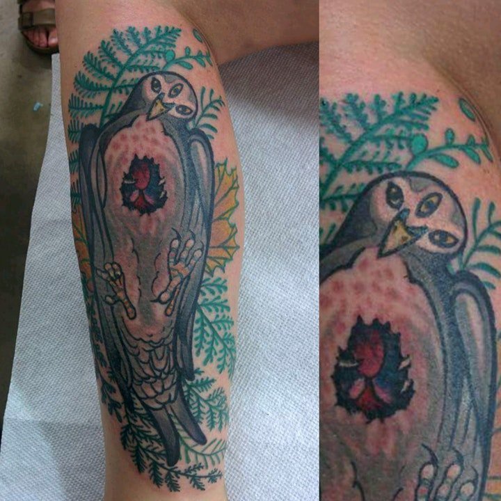 点击大图看下一张：鸽子纹身图案 10款纹身鸟鸽子主题的纹身图案