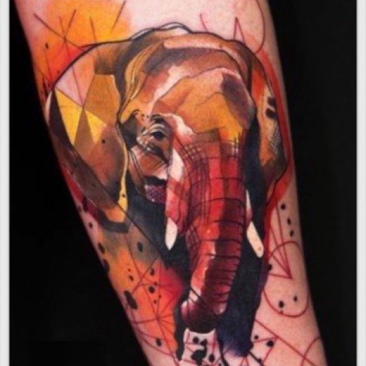 点击大图看下一张：小象纹身 10组身躯庞大的小象主题纹身图案