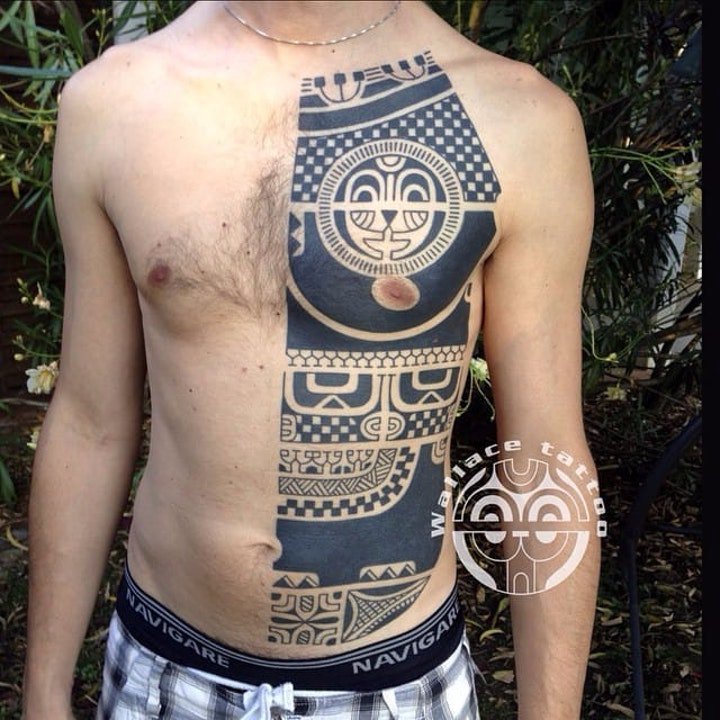点击大图看下一张：霸气纹身图案  多款黑色色调的霸气部落图腾纹身图案