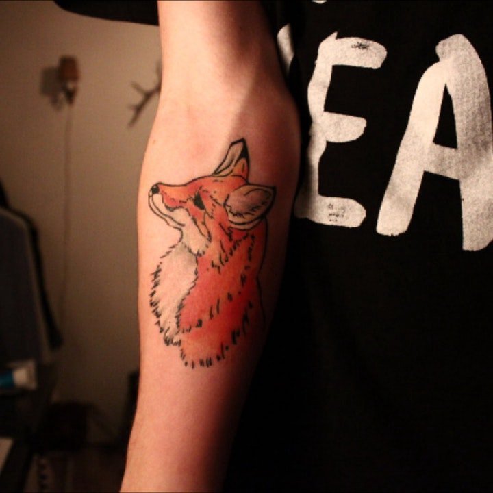 点击大图看下一张：狐狸纹身图   9张生动而又狡黠的狐狸纹身图案