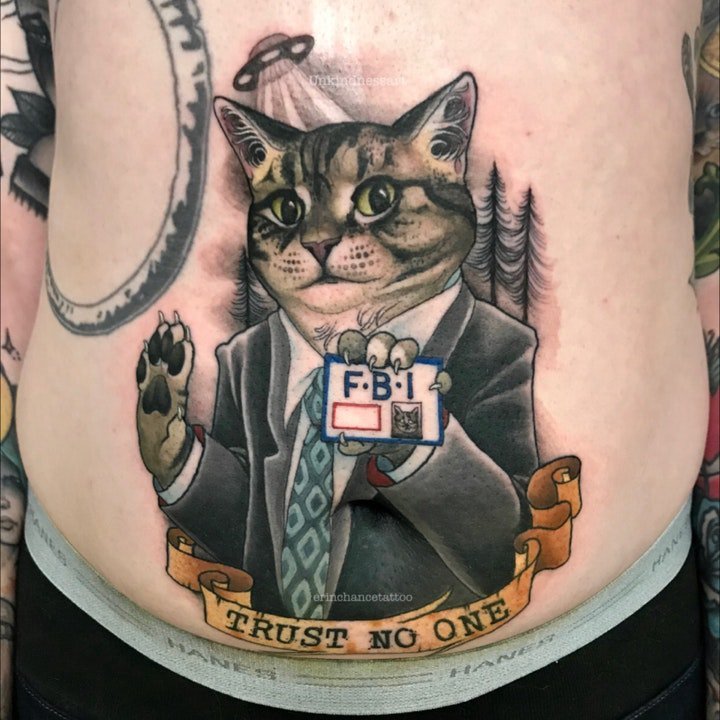 点击大图看下一张：纹身 猫图案   独立而又高冷的猫咪纹身图案