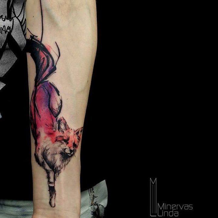 点击大图看下一张：狐狸纹身图   10款伶俐而又狡猾的狐狸纹身图案