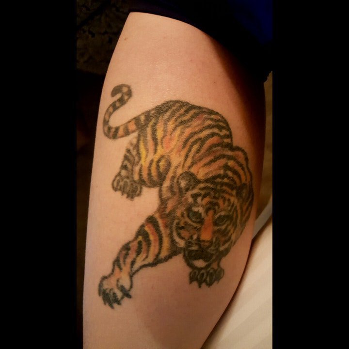 点击大图看下一张：纹身老虎头图片  多款凶猛霸气的老虎头纹身图案