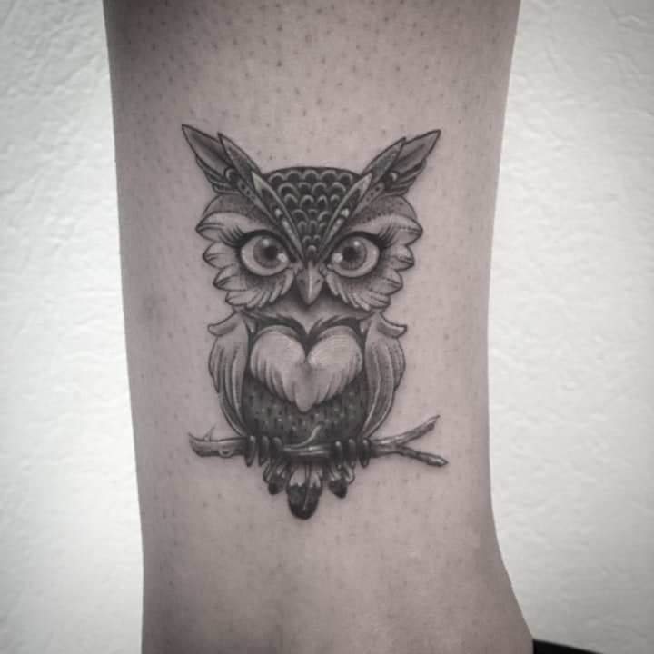 点击大图看下一张：纹身猫头鹰  9张犹如黑暗精灵的猫头鹰纹身图案