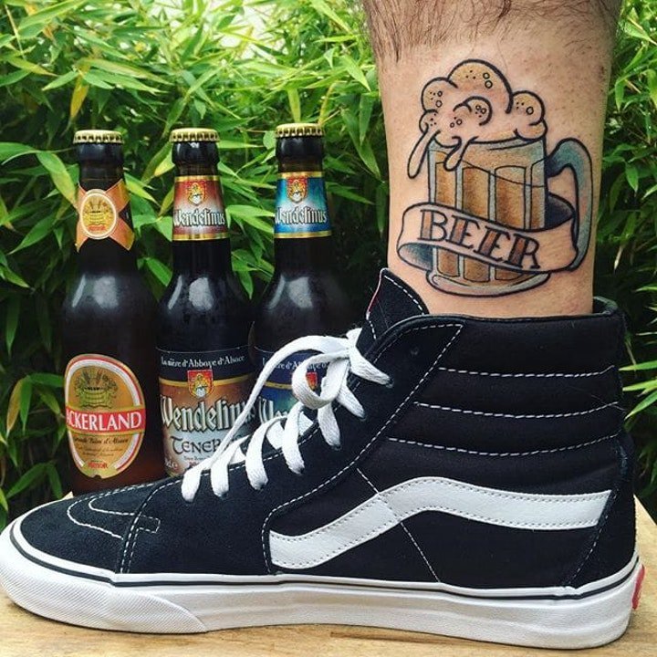 点击大图看下一张：啤酒纹身图案   9组平顺甘醇的啤酒纹身图案