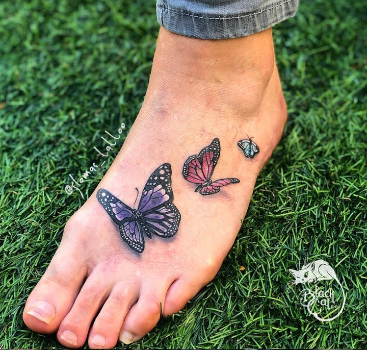 点击大图看下一张：蝴蝶纹身图案 彩绘纹身动物蝴蝶纹身图案