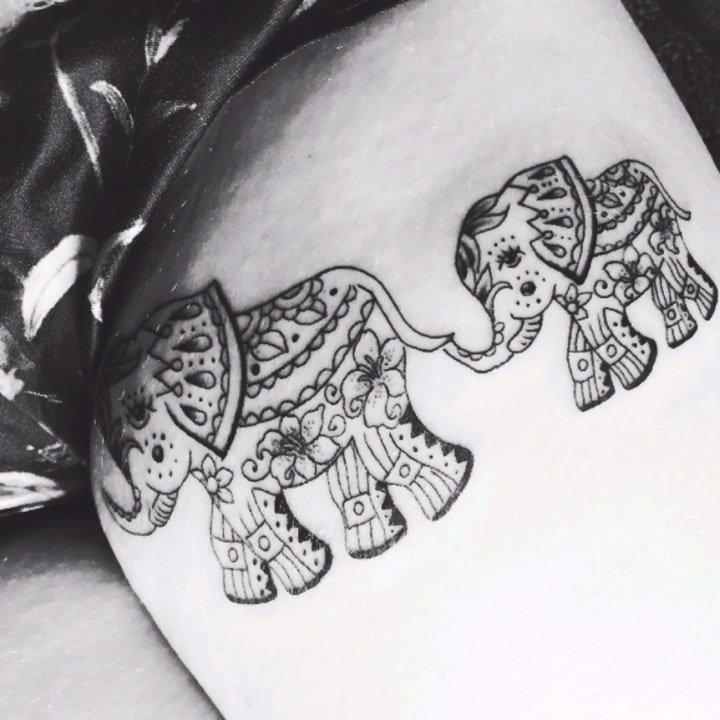 点击大图看下一张：小象纹身图案   10款憨态可掬的小象纹身图案