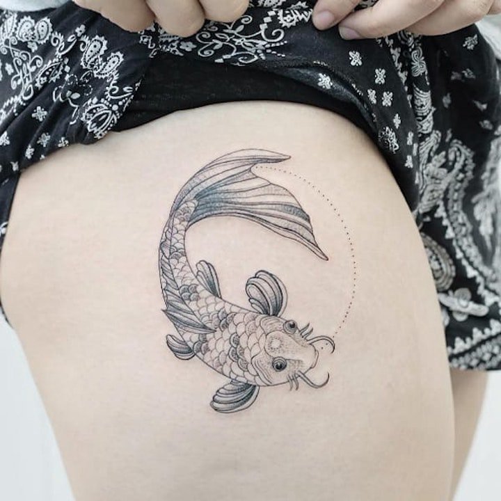 点击大图看下一张：纹身鲤鱼  10组代表好运和吉祥的鲤鱼纹身图案