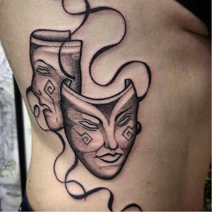 点击大图看下一张：玛雅图腾纹身 黑灰色调象征古代文明的玛雅图腾纹身图案