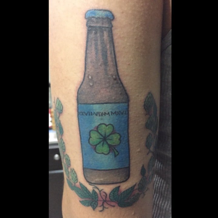 点击大图看下一张：啤酒纹身图案 创意的9款平顺甘醇的啤酒主题纹身图案