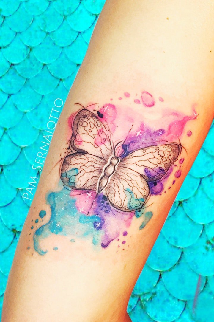 点击大图看下一张：蝴蝶纹身图案 多款彩绘纹身动物蝴蝶纹身图案