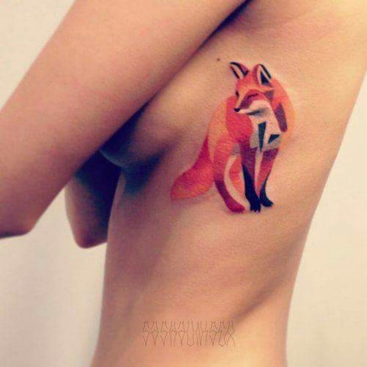点击大图看下一张：狐狸纹身图   9张生动而又狡黠的狐狸纹身图案