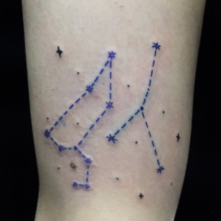 点击大图看下一张：星座简笔画纹身图案 多款简约纹身黑色的星座图形纹身图案