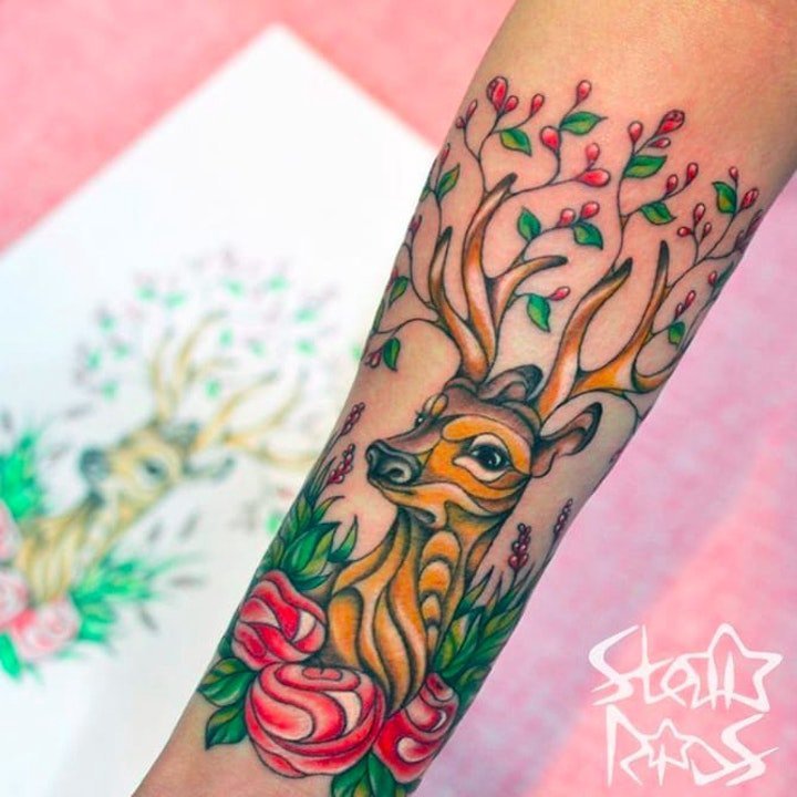 点击大图看下一张：彩绘纹身图案 10款动物和植物的彩绘纹身图案