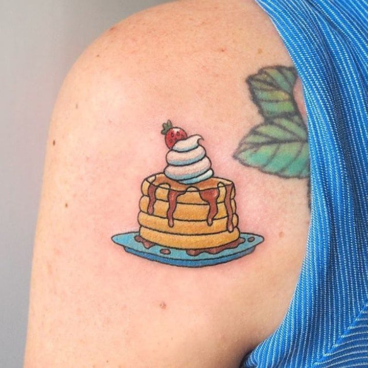 点击大图看下一张：蛋糕纹身图案 10款彩色纹身可爱卡通蛋糕纹身图案