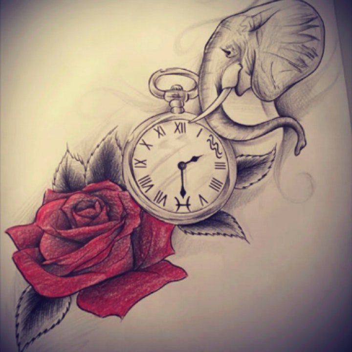 点击大图看下一张：纹身图案玫瑰  9张娇艳而又多姿的玫瑰纹身图案