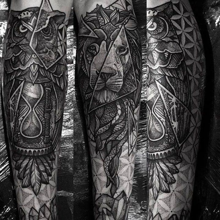 点击大图看下一张：狮子 纹身图案   多款霸气侧漏的狮子纹身图案