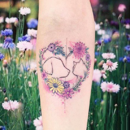 点击大图看下一张:水彩纹身小图 18组小清新的水彩色漂亮纹身图案