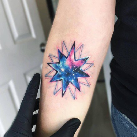 点击大图看下一张：水彩纹身小图 18组小清新的水彩色漂亮纹身图案