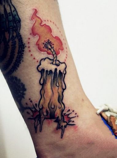 点击大图看下一张：欧美纹身蜡烛 school风格的9张蜡烛纹身图案