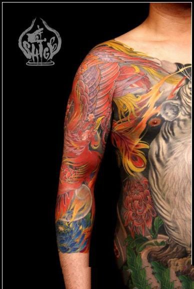 点击大图看下一张：纹身花臂图 一组传统的花臂纹身图案欣赏