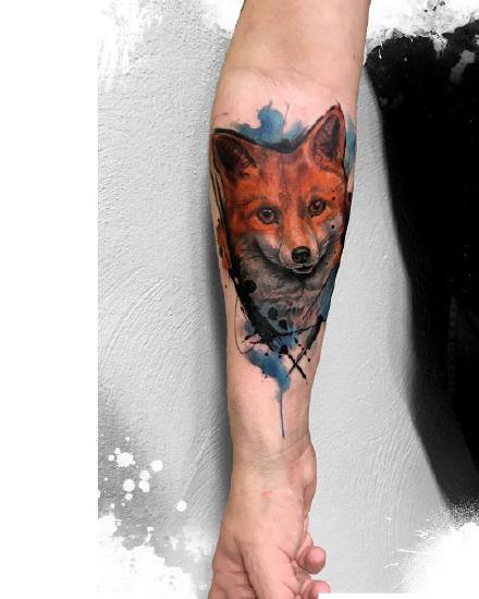 点击大图看下一张：纹身水彩动物 一组水彩风格的动物纹身图片欣赏