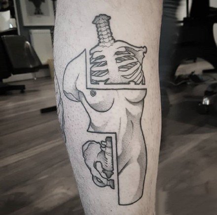点击大图看下一张：骨骼纹身 最适合医学生纹的一组人体构造骨骼纹身图片