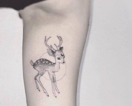 点击大图看下一张：小鹿头纹身 9张小清新的小鹿和鹿头纹身图片