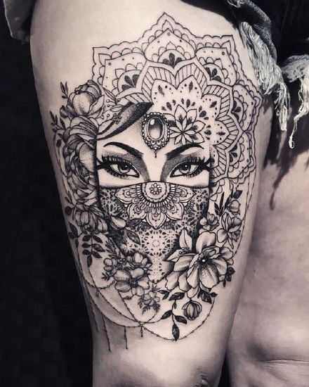 点击大图看下一张:曼陀罗女人纹身 9款女郎和曼陀罗搭配的纹身图案