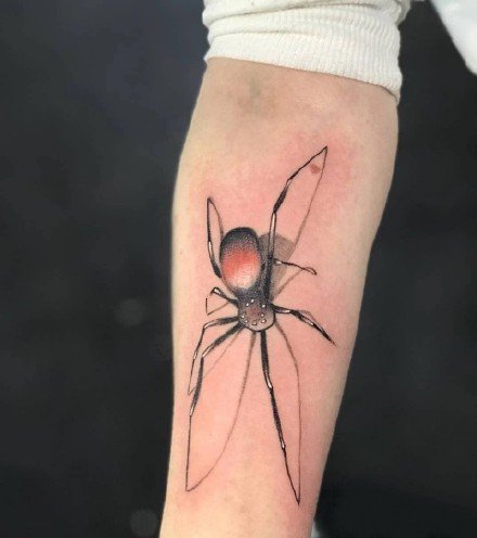 点击大图看下一张：黑灰蜘蛛纹身 9款蜘蛛主题的纹身作品欣赏