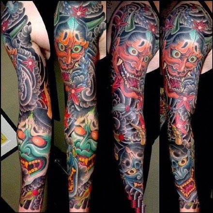 点击大图看下一张：传统纹身图案 27组传统风格的包臂手臂纹身作品图案