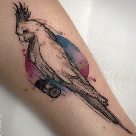 点击大图看下一张：泼墨纹身 欧美泼墨风格的暗水彩动物纹身图案